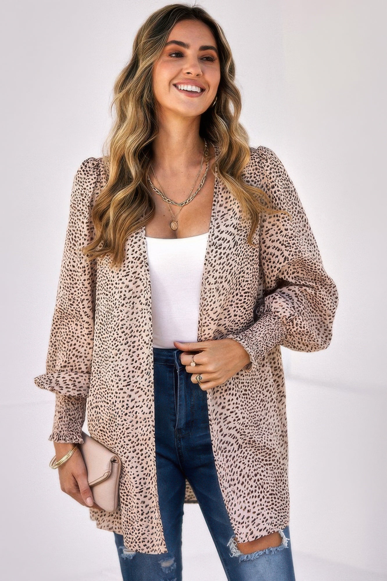 Open Front Loose Fit Leopard Top - KAM Family Botanics