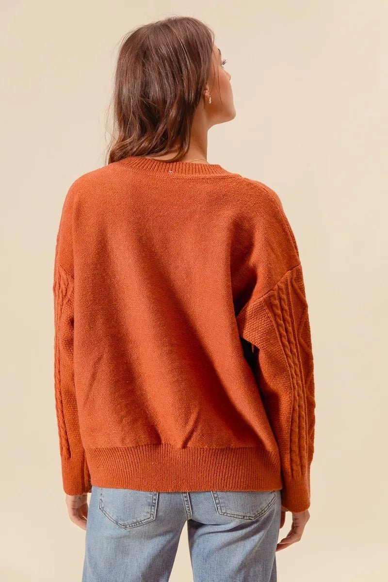 Petal & Cable Knit Pullover - KAM Family Botanics