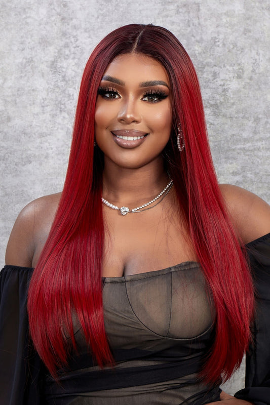 Red Ombre Bombshell Wig Unit 24 in - KAM Family Botanics
