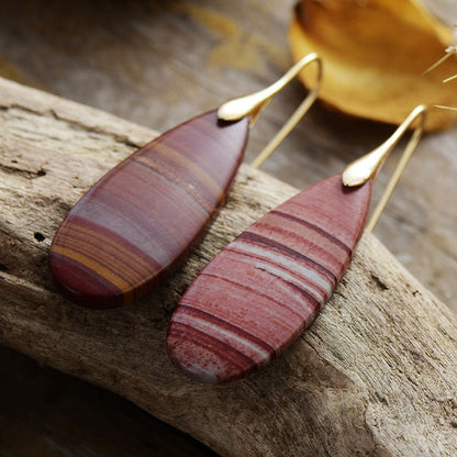 Saturn Natural Stone Waterdrop Shape Earrings - KAM Family Botanics By Kesha