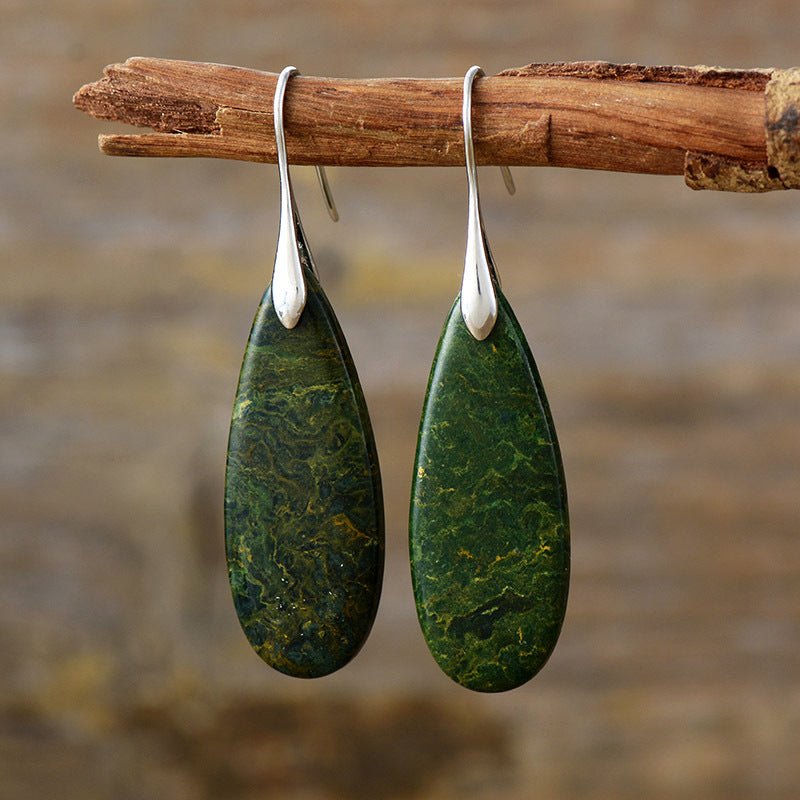 Saturn Natural Stone Waterdrop Shape Earrings - KAM Family Botanics By Kesha