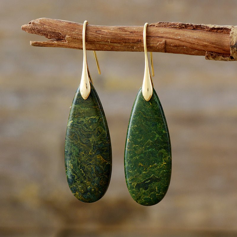 Saturn Natural Stone Waterdrop Shape Earrings - KAM Family Botanics By Kesha