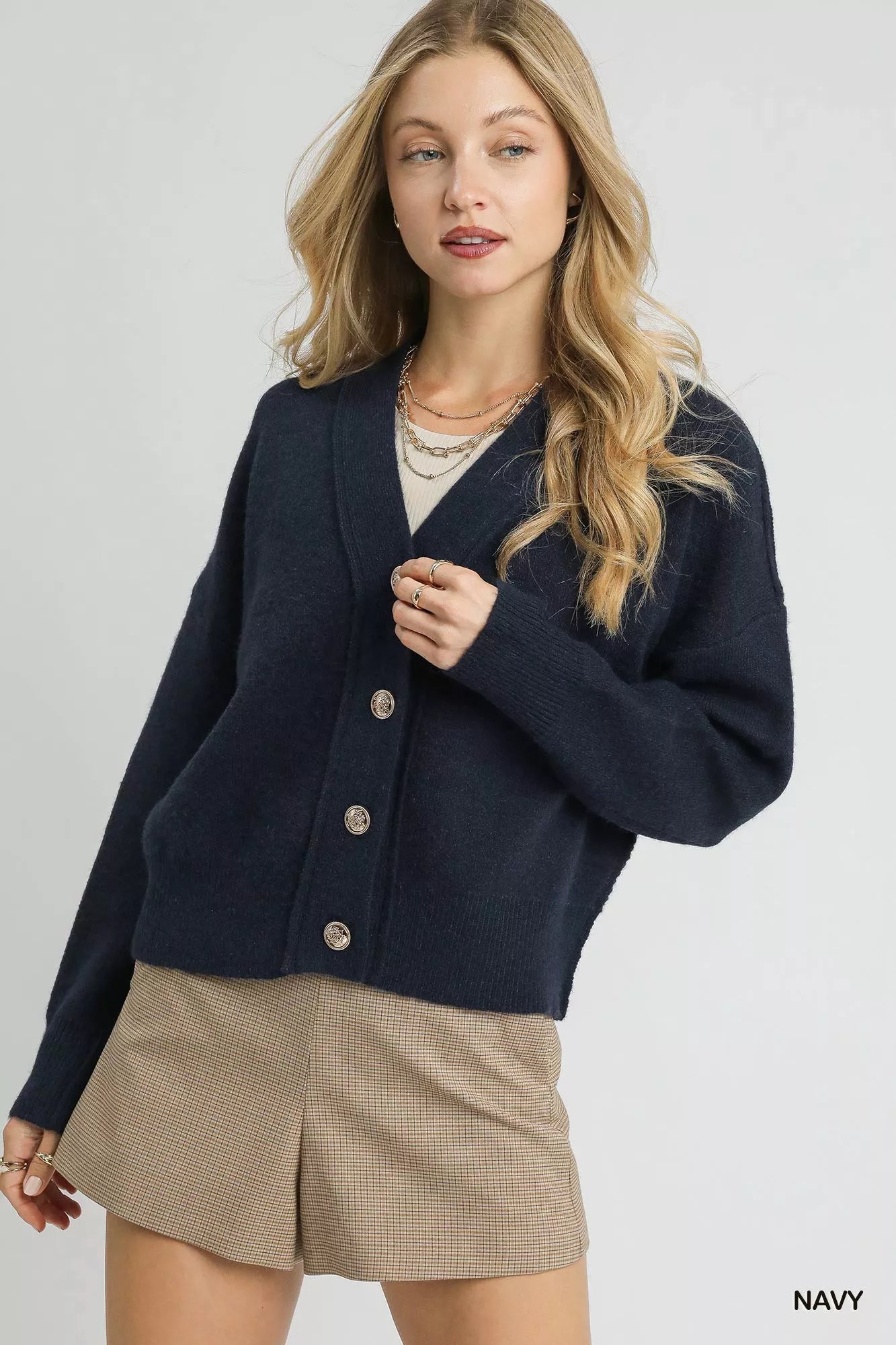 School Girl Soft Navy Cardigan - KAM Family Botanics