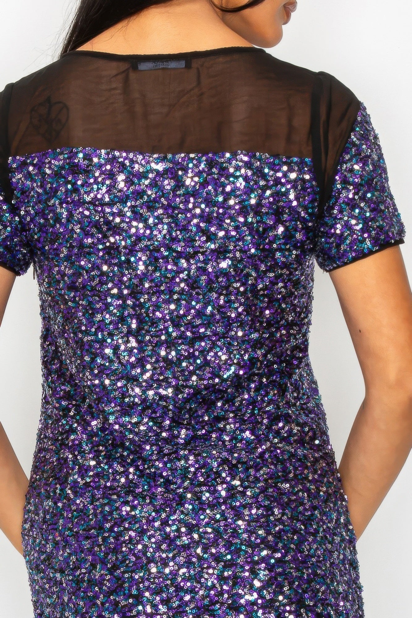 Sparkle Sequins & Mesh Cap Sleeve Mini Dress - KAM Family Botanics