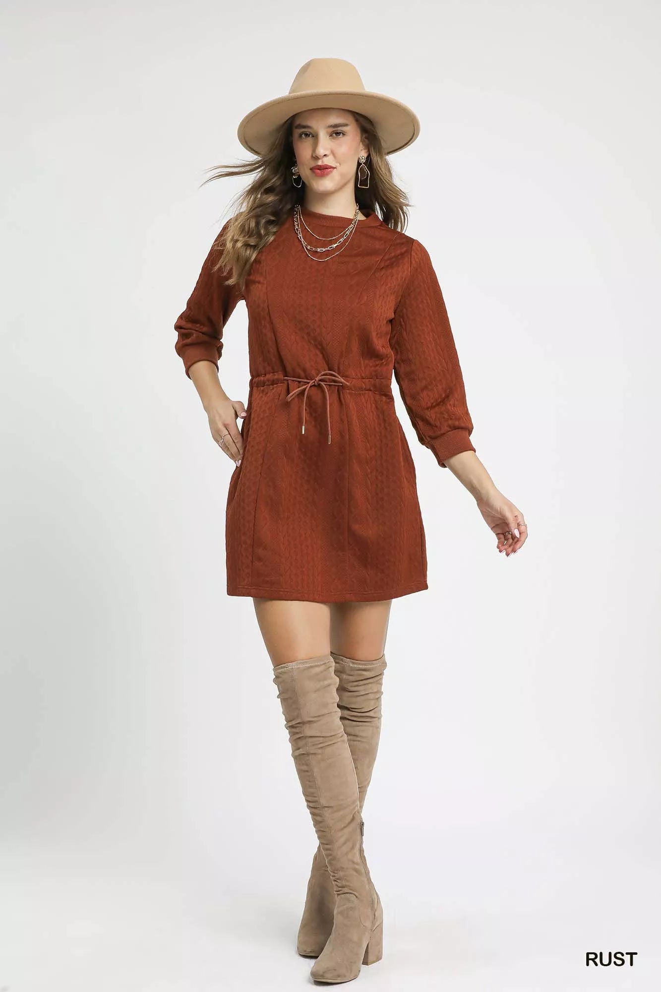 Umber Cable Knit Dress - KAM Family Botanics