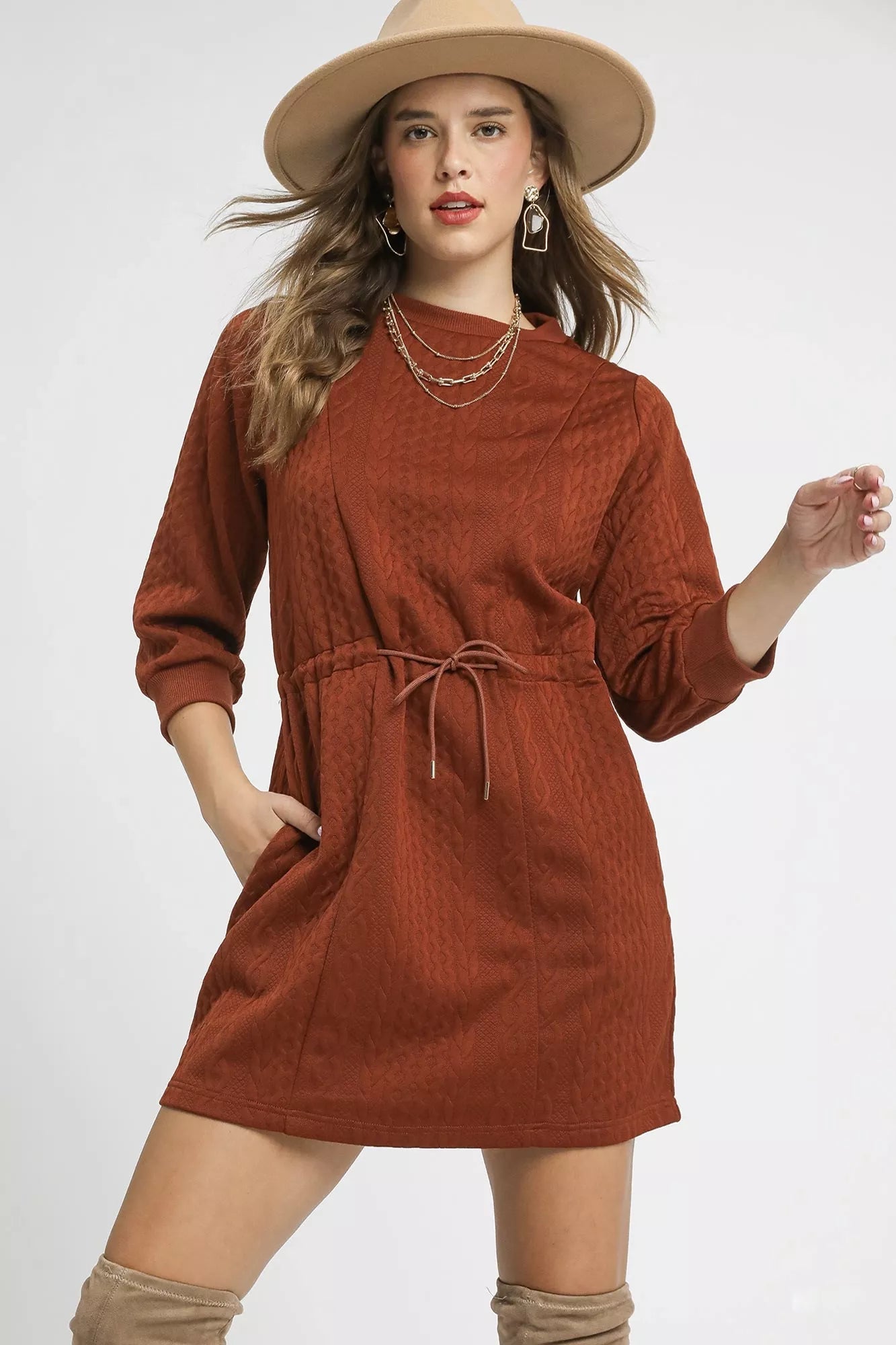 Umber Cable Knit Dress - KAM Family Botanics