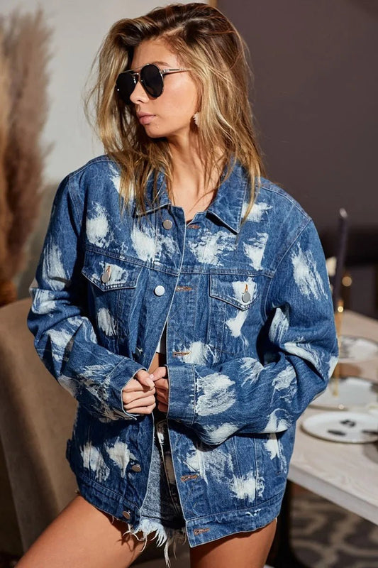Washed Tie Dye Denim Jacket - KAM Family Botanics